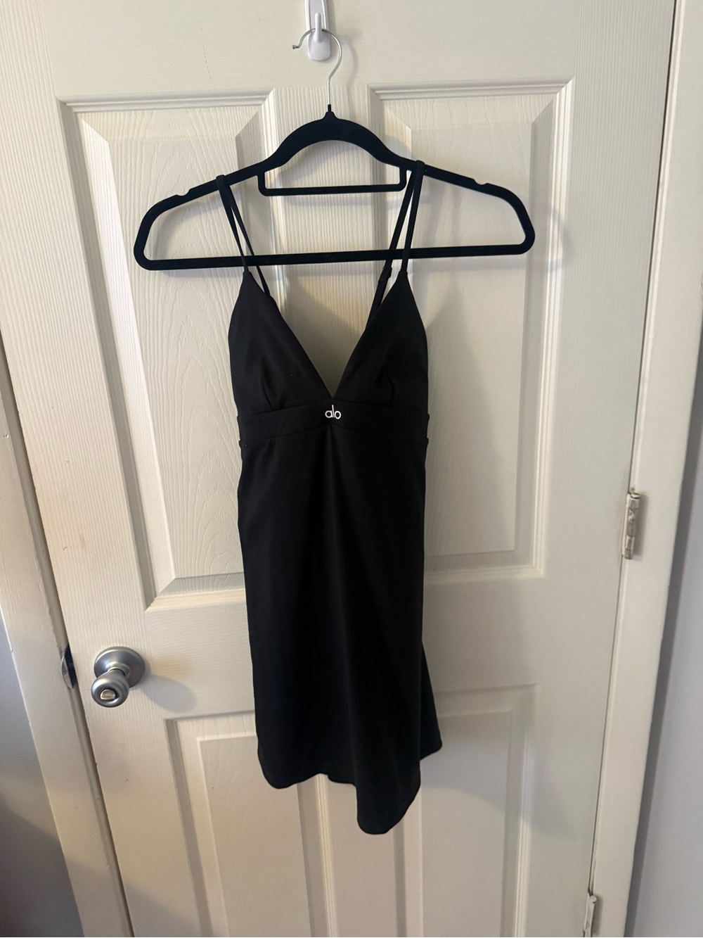 ALO Yoga Black Double-Strap Mini Dress
